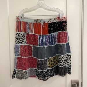 Vintage Y2K Mini Patchwork Multi-Color Boho Skirt - Women's Hippie